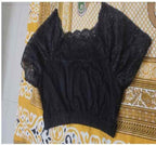 Women's Spandex Short Sleeve Readymade Blouse (Black)