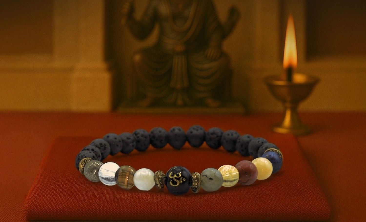 Natural Beads Om Bracelet