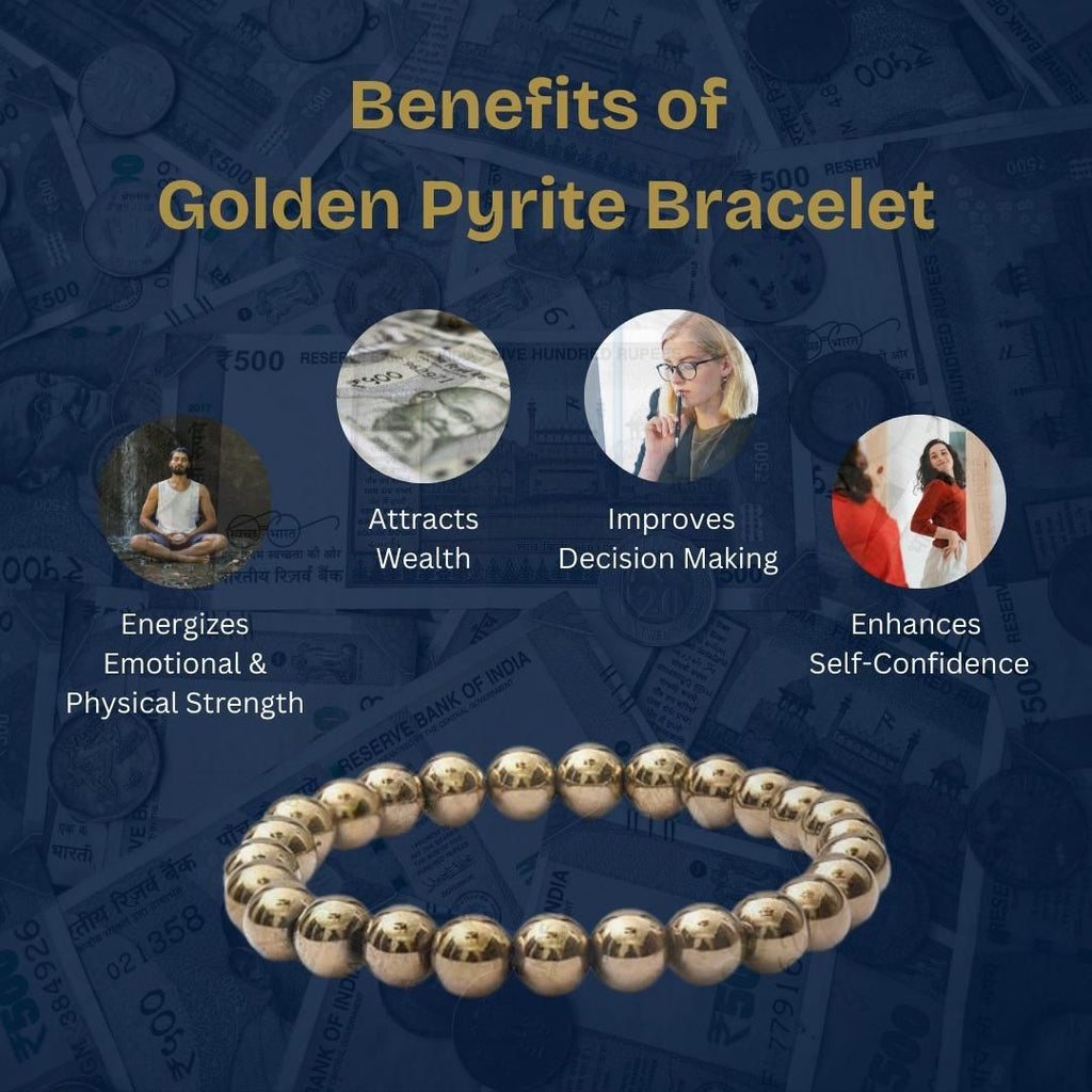 Golden Pyrite Bracelet - 8mm Beads